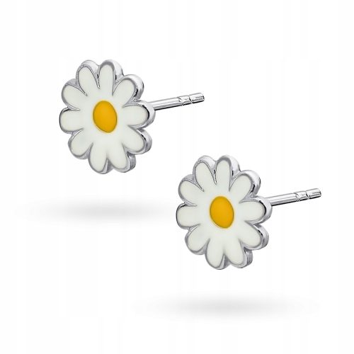  SILVER EARRINGS CHILDREN'S DAISY FLOWER STUDS SILVER 925