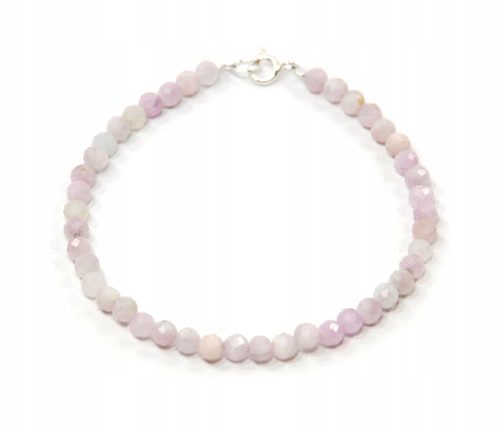  Natural KUNZITE bracelet kunzite faceted beads 4mm silver kunzite