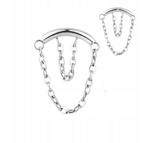  PIERCING Silver labret earring with chains Lobe Flat Helix TITANIUM 1.2/12