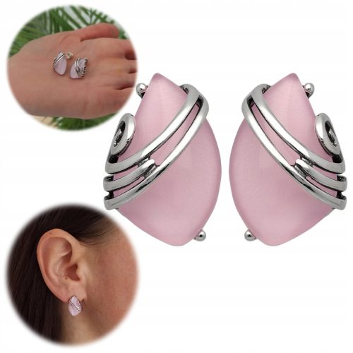  Silver earrings with rose quartz studs 925