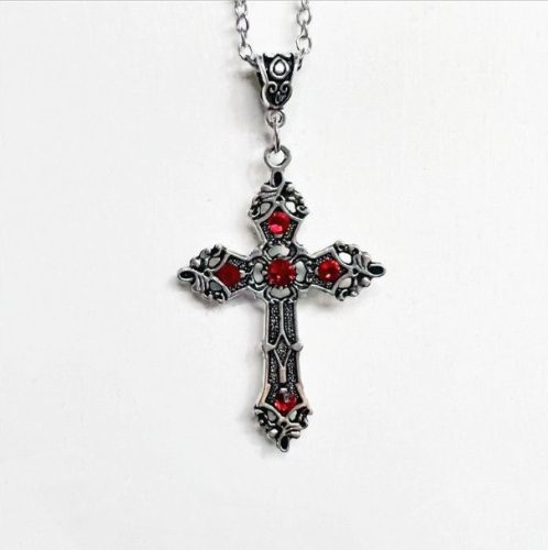  Red Gothic Cross Necklace for Girls