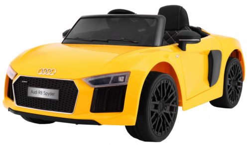  Audi R8 Spyder Battery Operated Yellow EVA Remote Control Slow Start Radio MP3 LED