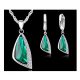  WOMEN'S SET SILVER PLATED CRYSTALS GREEN P 2248