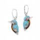  SILVER KINGFISH EARRINGS WITH AMBER