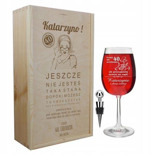  WINE GLASS WITH ENGRAVING BIRTHDAY GIFT 30 40 50 Box Stopper