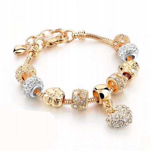  WOMEN'S GOLD MODULAR BRACELET FOR CHARMS 585 HEART AS A GIFT