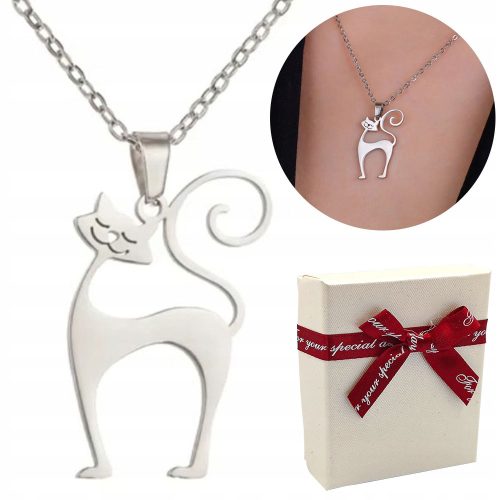  Necklace with a Cute Cat + Chain Stainless Steel