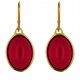  Red Baltic Amber Earrings, Gold Plated Silver 925