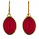  Red Baltic Amber Earrings, Gold Plated Silver 925