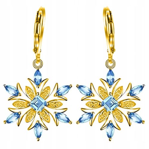  Gold earrings snowflakes snowflakes stars for Christmas gold-plated silver 925