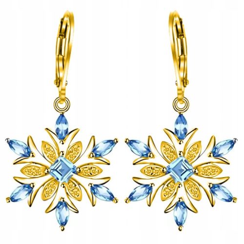  Gold earrings snowflakes snowflakes stars for Christmas gold-plated silver 925