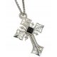  Men's necklace SILVER CROSS with black stone metal pendant