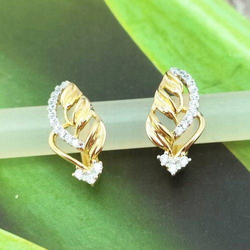  EARRINGS Openwork leaves zircons English clasp surgical steel