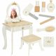  LARGE WOODEN DRESSING TABLE WITH MIRROR STOOL ACCESSORIES GIFT FOR A GIRL