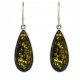  Green Baltic Amber Earrings, Silver 925