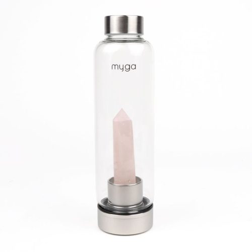  Myga Glass Water Bottle with Rose Quartz 500ml