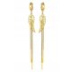  GOLD EARRINGS LONG CHAIN WINGS SURGICAL STEEL 316 L