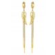  GOLD EARRINGS LONG CHAIN WINGS SURGICAL STEEL 316 L