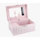  Jewelry box 18cm with music box ballerina pink stripes