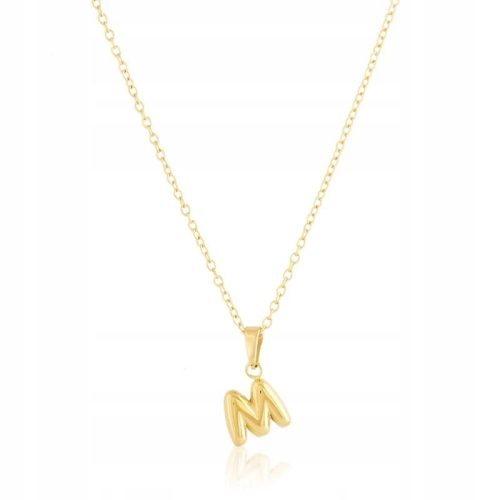  Necklace Celebrity Surgical Steel Letter M Gold 316l