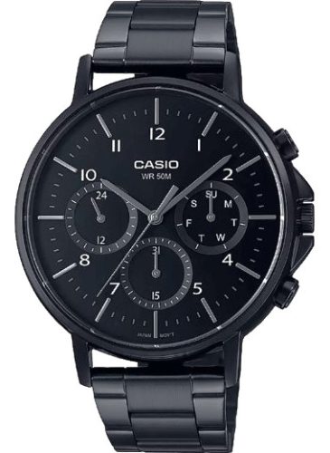  MEN'S WATCH CASIO MTP-E321B-1A MULTIDATA BLACK FASHIONABLE + BOX