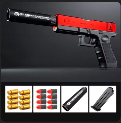  TOY GUN SOFT BULLETS REALISTIC GLOCK REPLICA RED BLACK