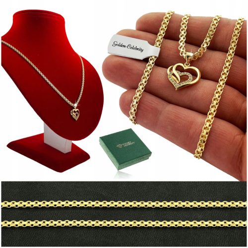  BISMARK GOLD CHAIN WITH A HEART 925/585 GIFT FOR 18TH BIRTHDAY + FREE