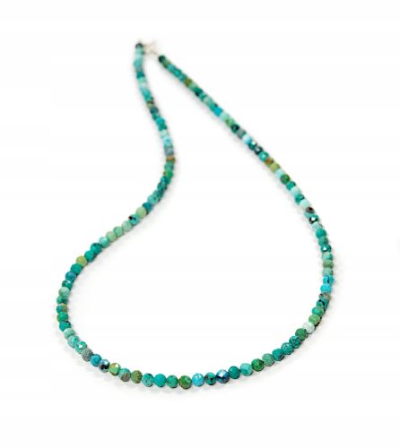  Necklace natural TURQUOISE faceted balls 4mm silver