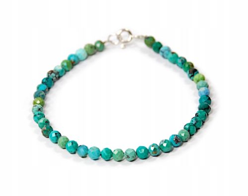  Bracelet natural TURQUOISE faceted beads 4mm silver