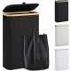  Laundry basket with lid, 48 l, narrow, with laundry bag, foldable, wooden