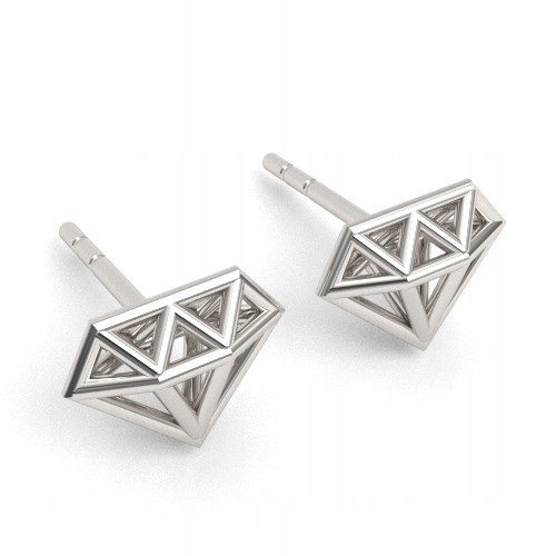  Stud earrings diamonds silver 925 free box