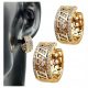  Women's Surgical Steel Earrings Gold Wide Hoops Zircons