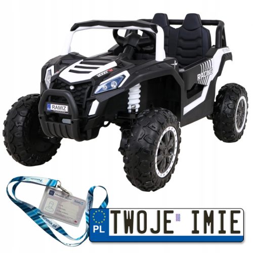  Buggy UTV 2000M Racing Car Battery Operated White + MP3 Sounds Lights + Keychain