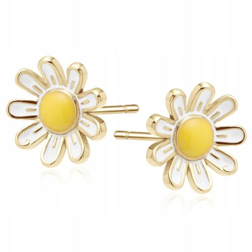  EARRINGS silver gold plated flower daisy little flower dedication box K809L