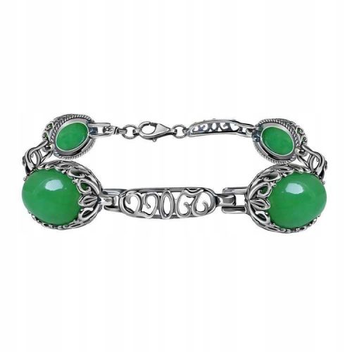  Silver Bracelet with Green Natural Stone Agate Silver pr. 925