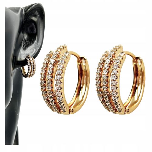  Earrings Gold Hoops Shiny Hoops Zircons Surgical Steel Noble