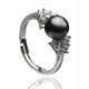 SILVER RING WITH BLACK PEARL AND ZIRCONS