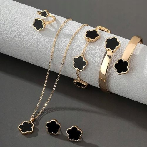  Black Clover Collection - Unique Gold Plated Jewelry Set