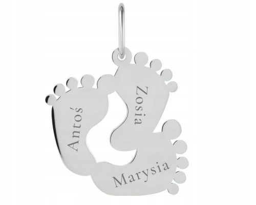  SILVER TRIPLE FEET PENDANT WITH ENGRAVING 925