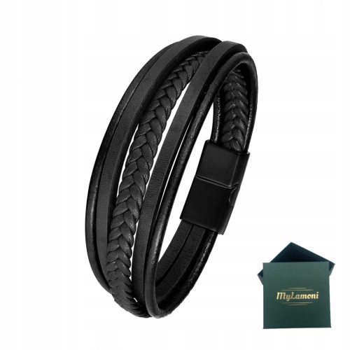  MEN'S LEATHER BRACELET BLACK