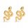  Stud earrings snakes silver plated with 24 karat gold + box