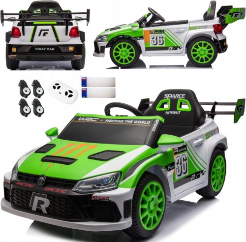  CHILDREN'S VW WRC 4X4 BATTERY POWERED CAR WITH REMOTE CONTROL, LED AND FM RADIO, GREEN