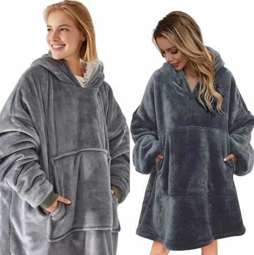 GRAY BLANKET OVERSIZE SWEATSHIRT THICK SWEATSHIRT BLANKET HOODED SWEATSHIRT LARGE BATHROBE