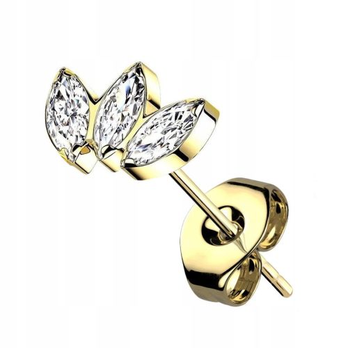  Titanium stud earring with three 0.8 gold