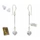  925 SILVER EARRINGS HANGING HEARTS + GIFT BOX SILVER 925