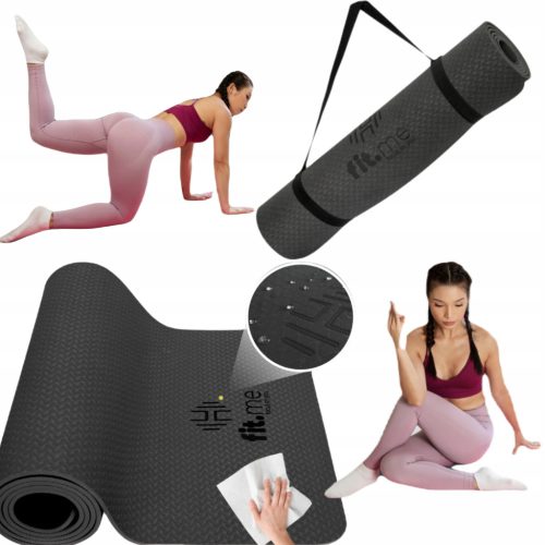  Fit.Me Exercise Mat 183 cm x 61 cm Black Yoga Mat Yoga Warm-Up