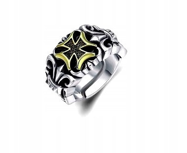  MEN'S SIGNET RING ADJUSTABLE SIZE 20 - 22 CROSS S .. 2364