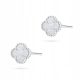  SILVER EARRINGS FOR WOMEN 925 Clovers with White Matte on a Stud