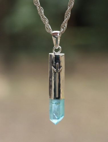  AQUA AURA ORGINAL RUNE ALGIZ PENDANT SILVER.