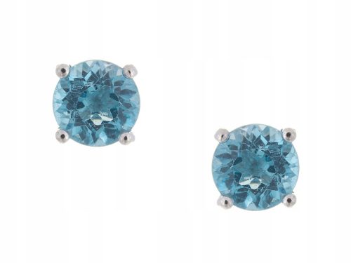  SILVER SWISS TOPAZ EARRINGS NATURAL 6MM RHODIUM PLATED GIFT